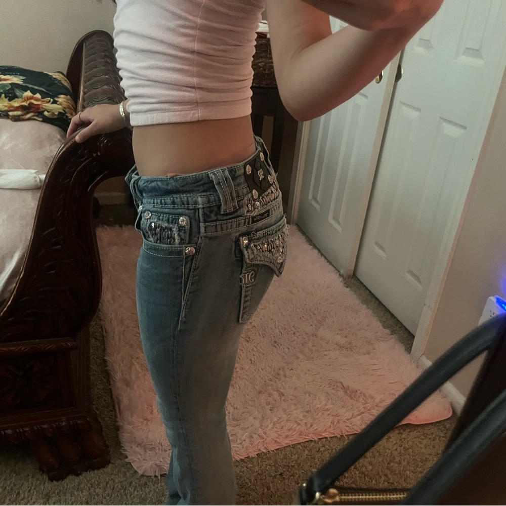 Miss Me Blue Boot Cut Jeans with Embellished Details - Picture 2 of 3